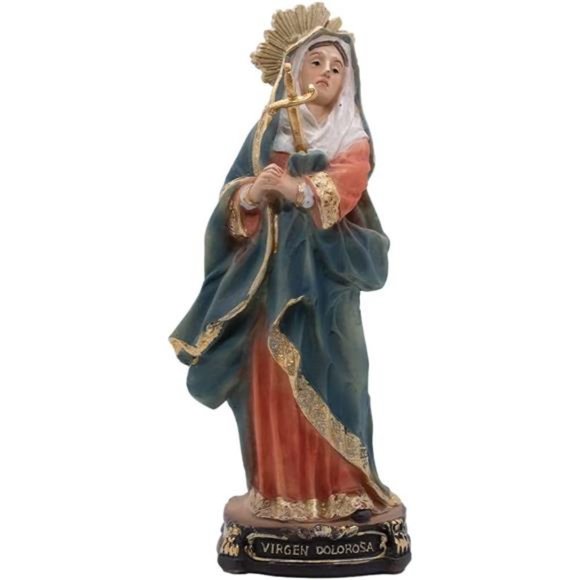 8" Our Lady of Seven Sorrows Statue | Beautiful Christian Home Decor - Picture 4 of 7